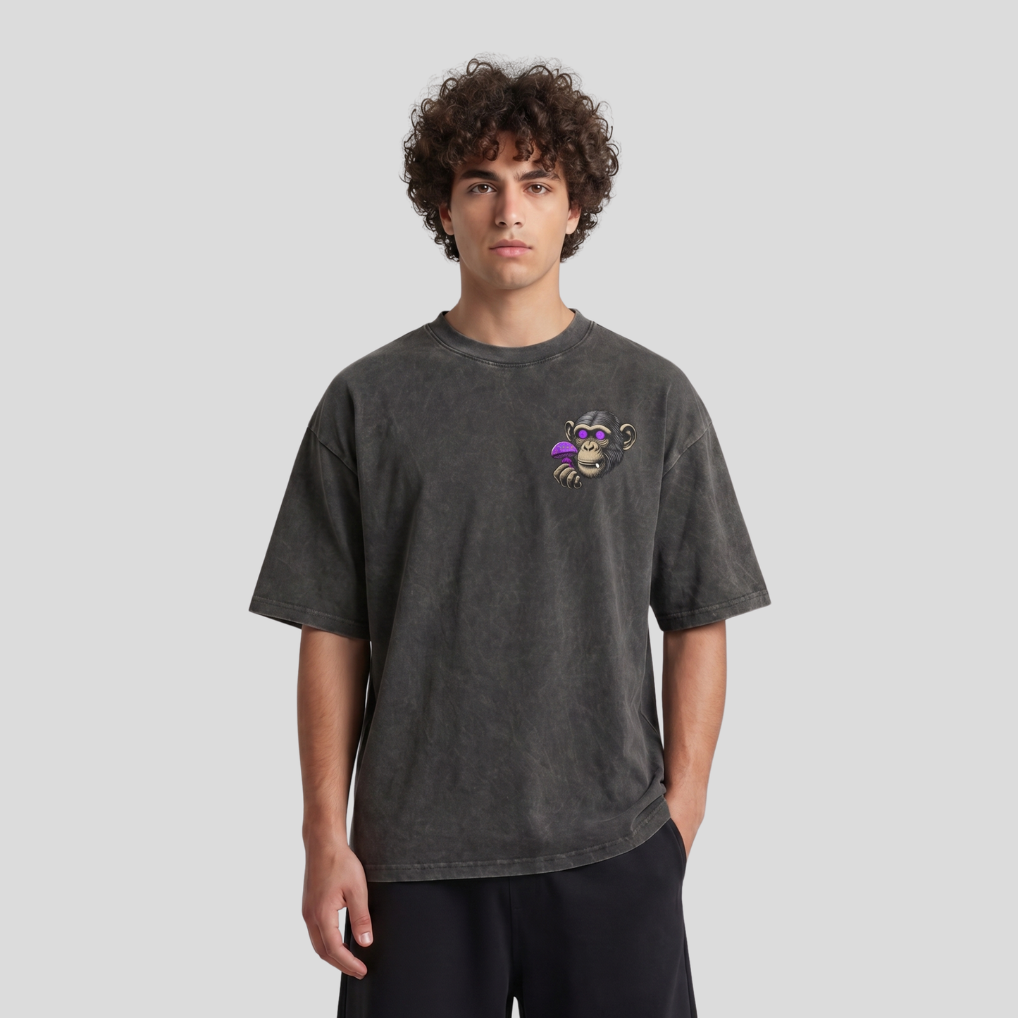 Washed Oversized Unisex T-Shirt - Trippy Chimpanzee