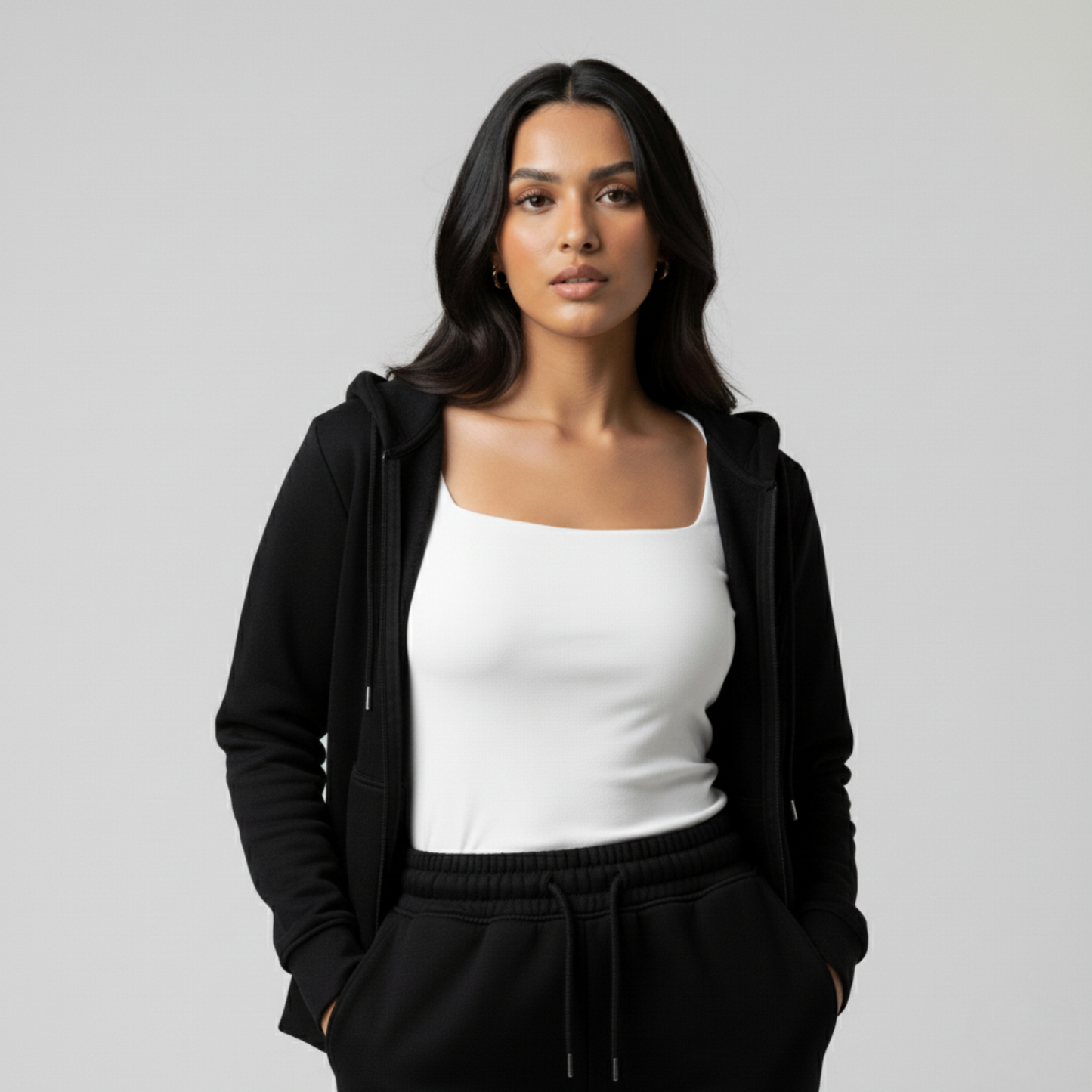 Black Unisex Zip Up Hoodie