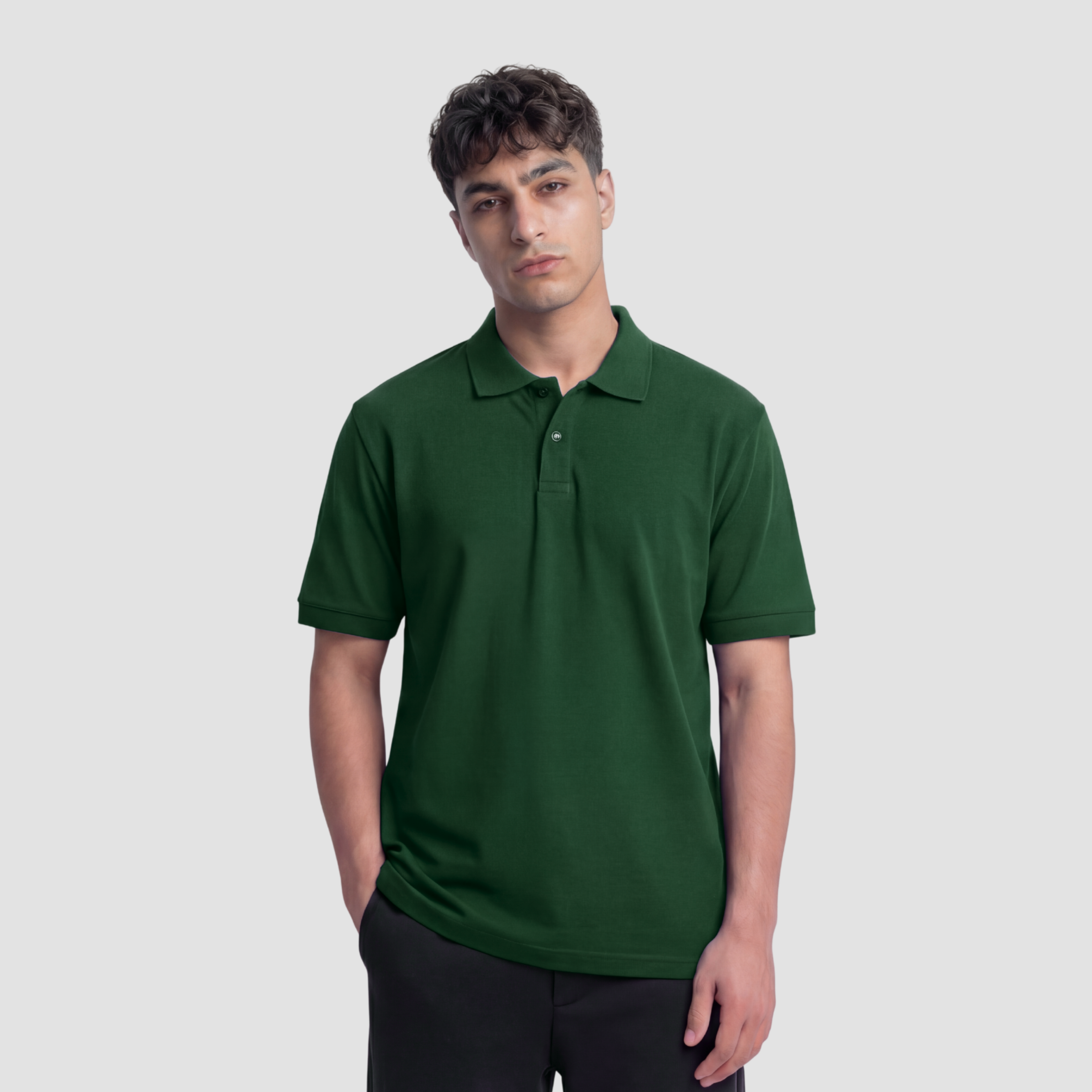 Relaxed Fit Polo T-Shirt - Dark Green