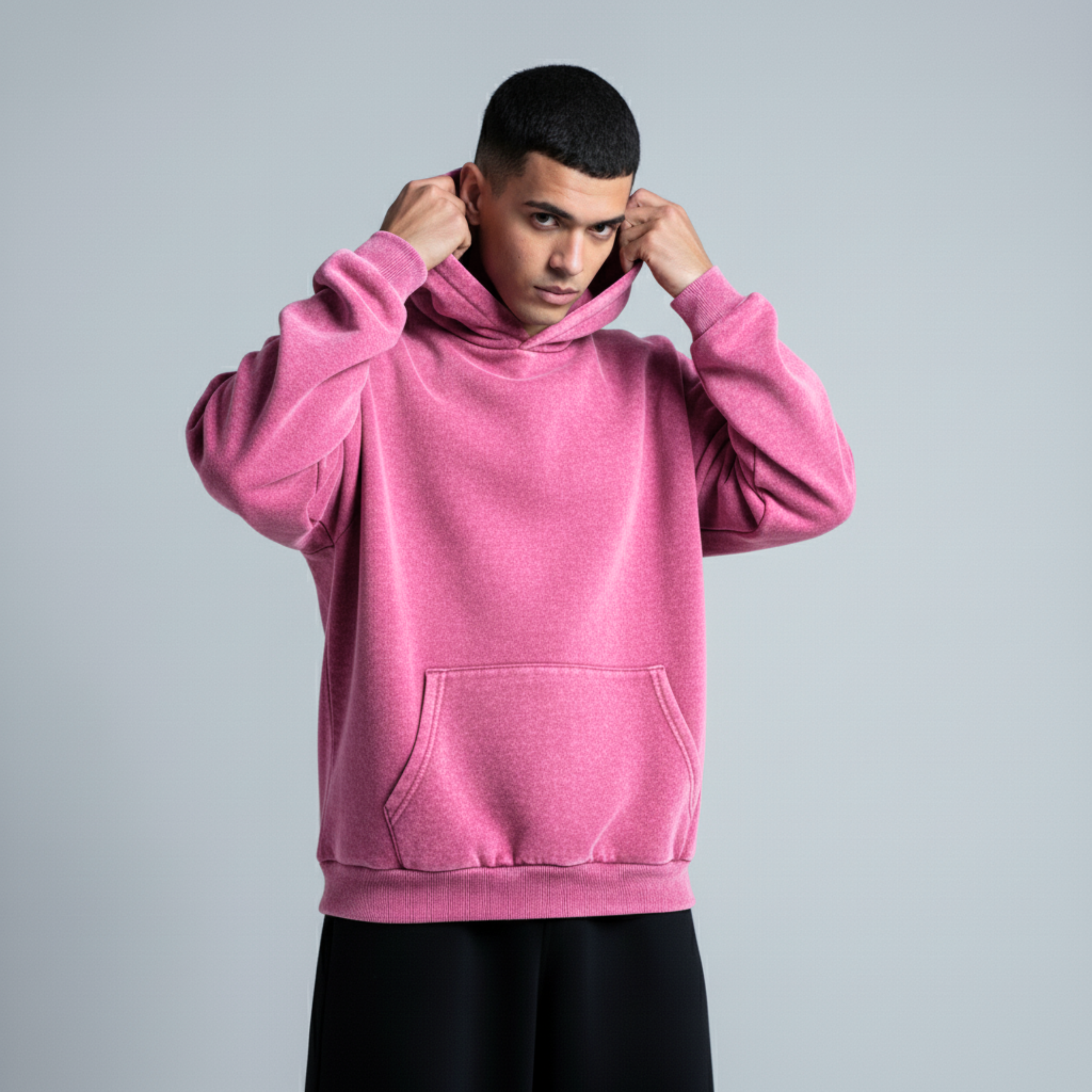 Washed Oversized Unisex Hoodie - Pink