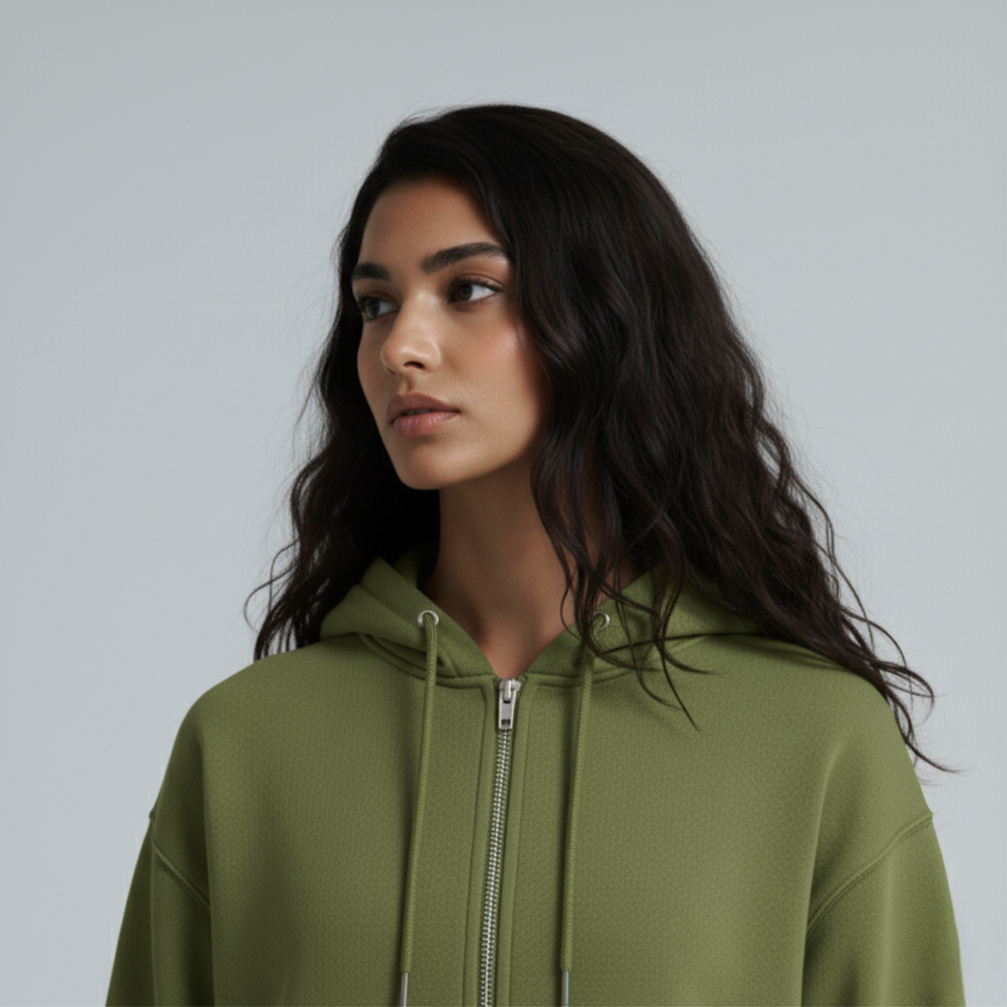 Olive Unisex Zip Up Hoodie