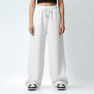 Baggy Unisex Wide Leg Sweatpants - White