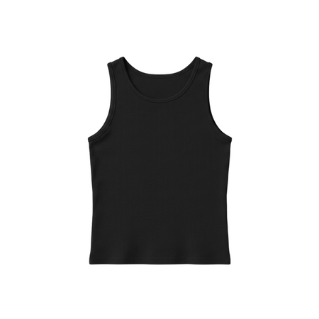 Women Black Crewneck Ribbed Tank Top