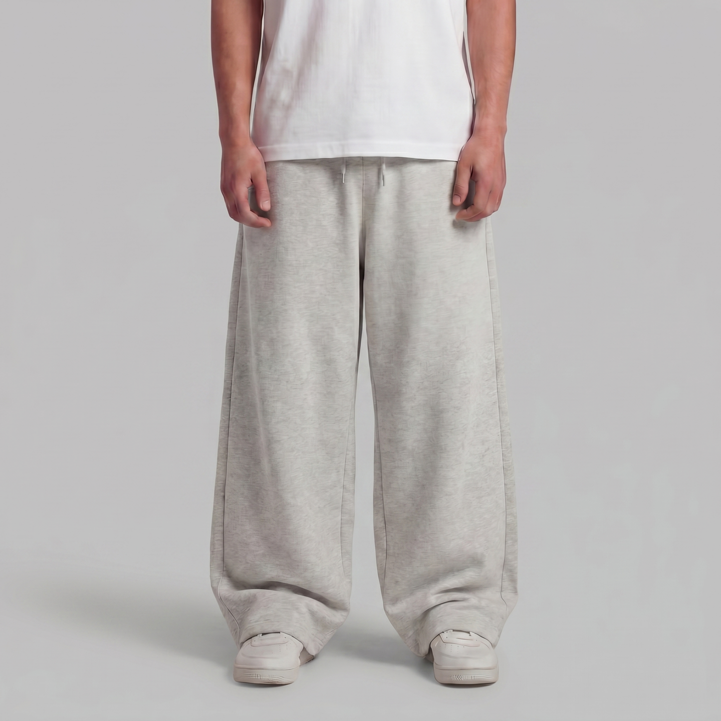 Baggy Unisex Wide Leg Summer Sweatpants - Heather Grey