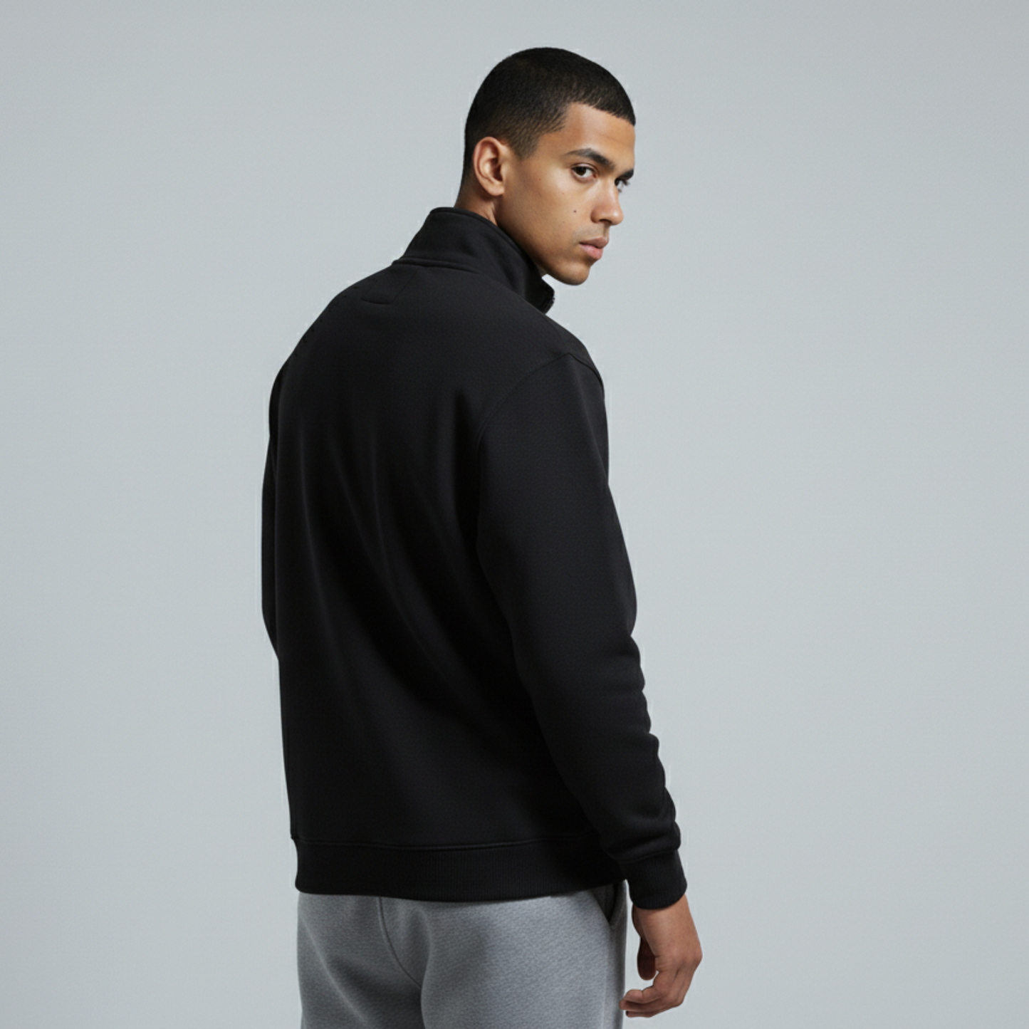 Black Unisex Quarter Zip Sweatshirt