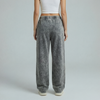 Washed Unisex Heavy Wide Leg Sweatpants - Grey