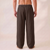 Linen Wide Leg Unisex Pants - Brown