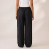 Linen Wide Leg Unisex Pants - Black