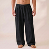 Linen Wide Leg Unisex Pants - Black