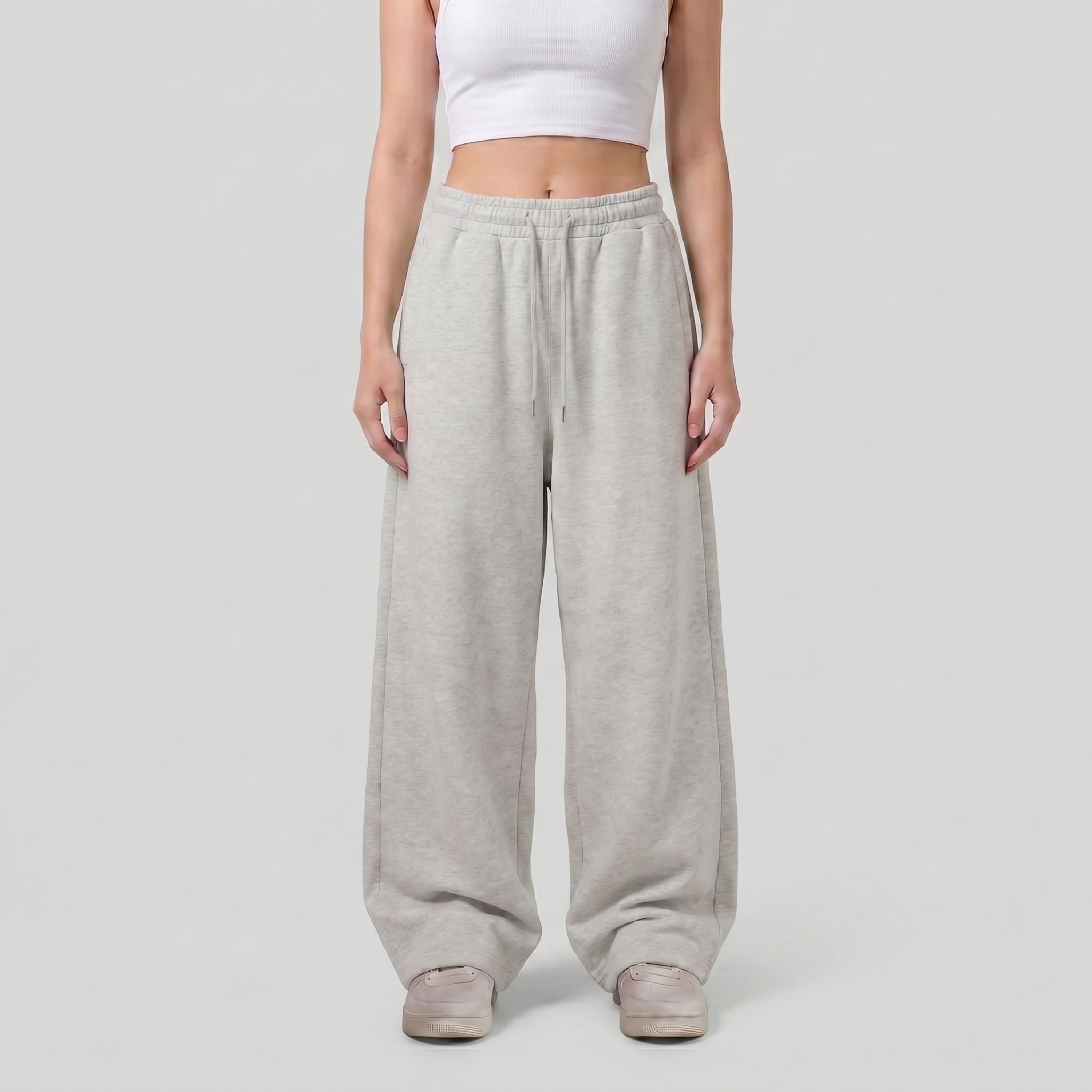 Baggy Unisex Wide Leg Summer Sweatpants - Heather Grey