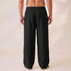 Linen Wide Leg Unisex Pants - Black