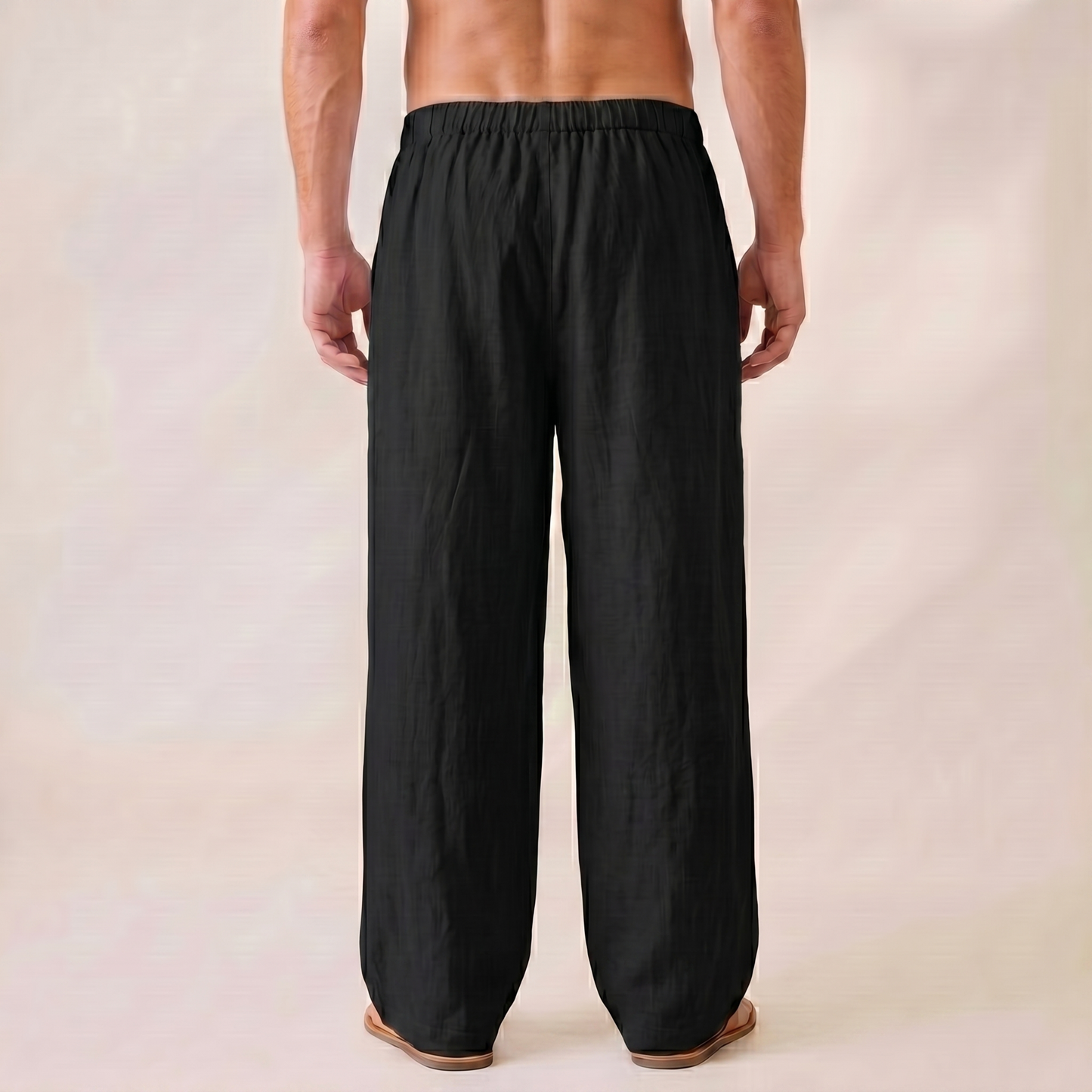 Linen Wide Leg Unisex Pants - Black