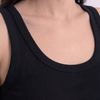Women Wide Neck Ribbed Tank Top - Black