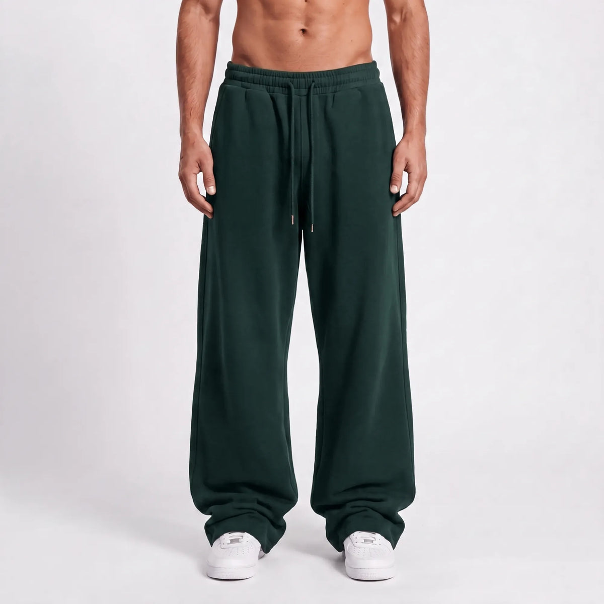 Baggy Unisex Wide Leg Summer Sweatpants - Dark Green