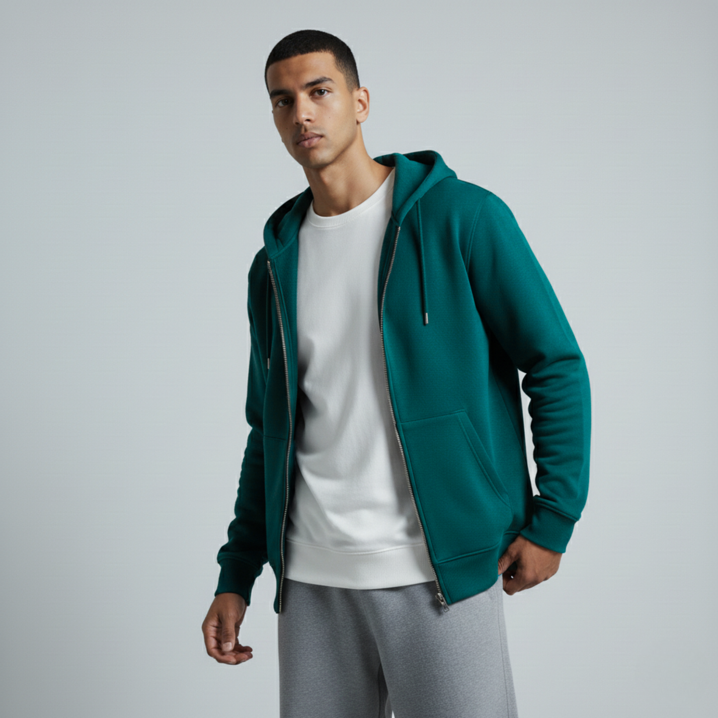 Teal Unisex Zip Up Hoodie