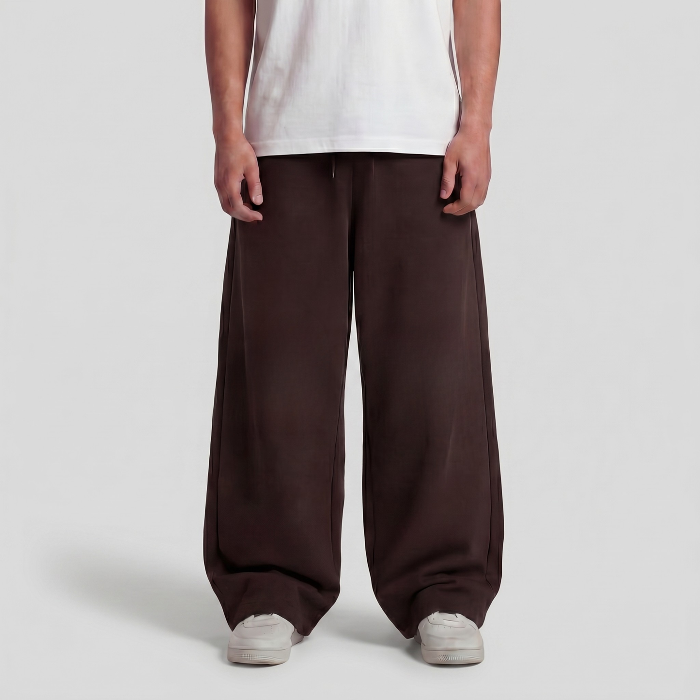 Baggy Unisex Wide Leg Summer Sweatpants - Brown