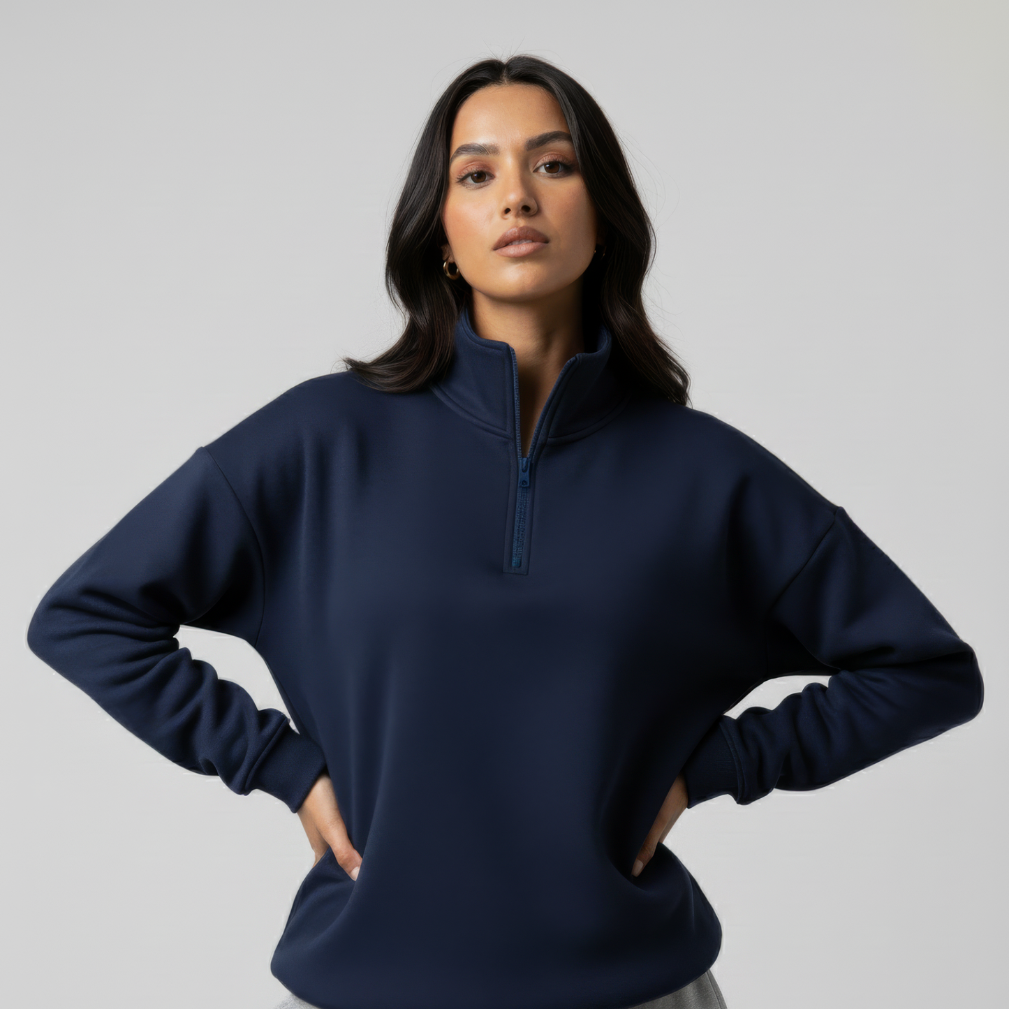 Navy Unisex Quarter Zip Sweatshirt