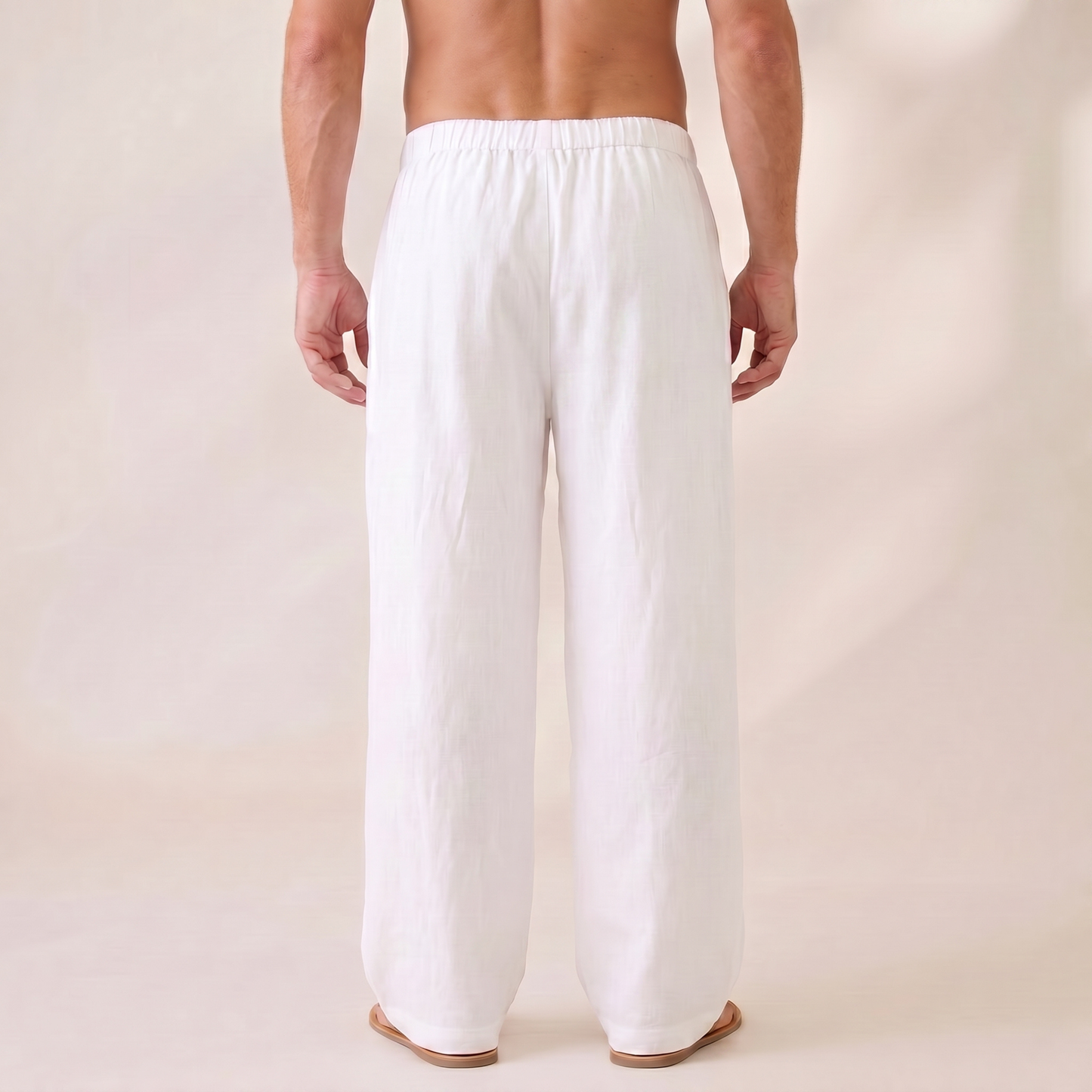 Linen Wide Leg Unisex Pants - Off-White