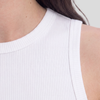 Women Crewneck Ribbed Tank Top - White