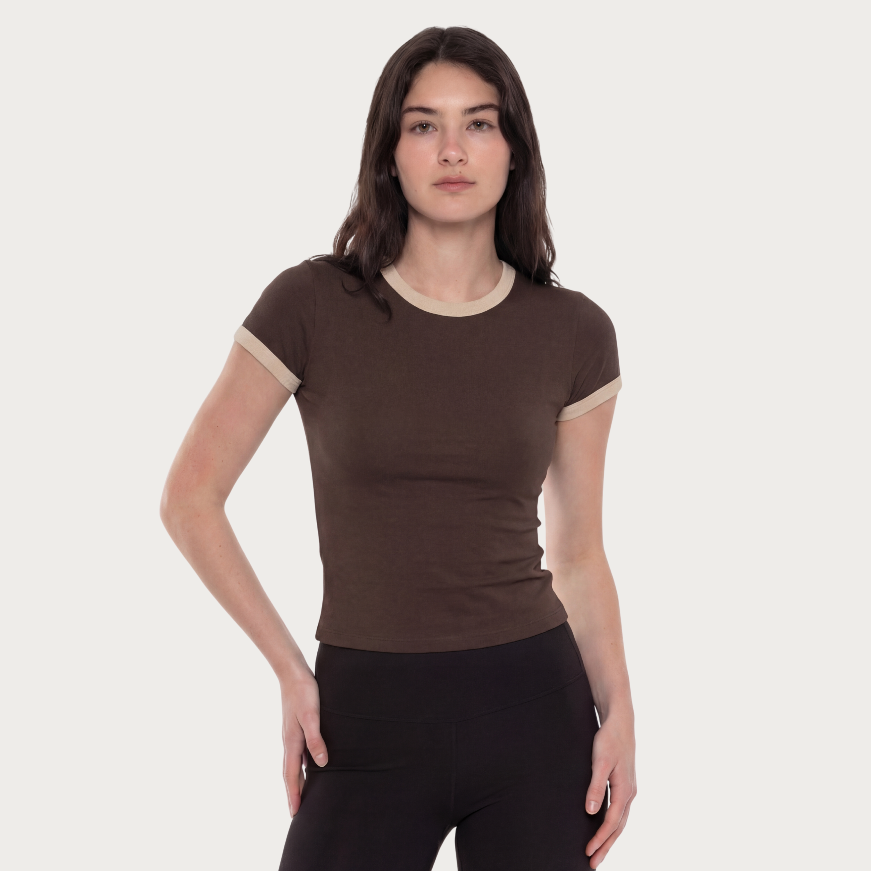 Ringer Baby Tee - Brown