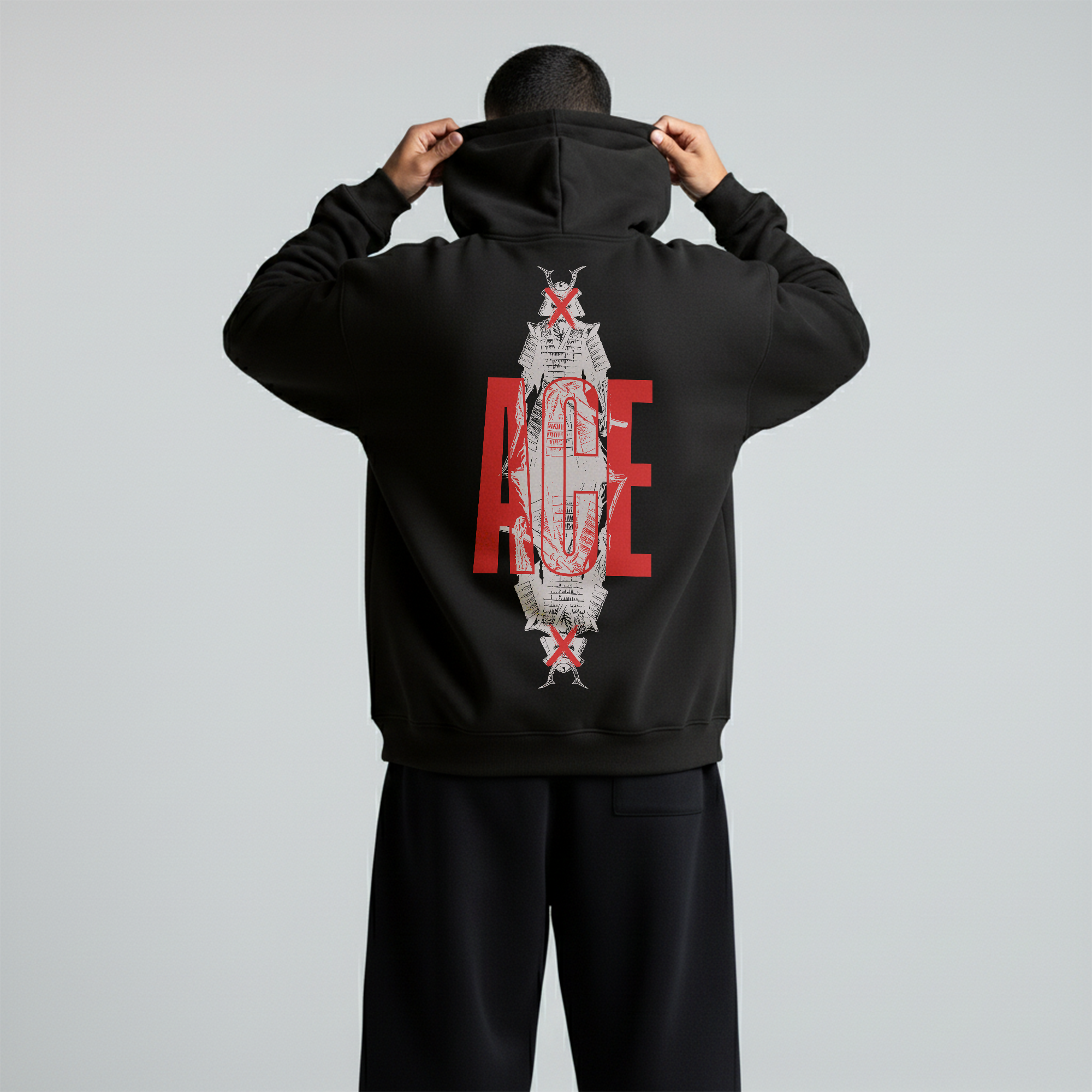 Black Oversized Unisex Hoodie - Ace