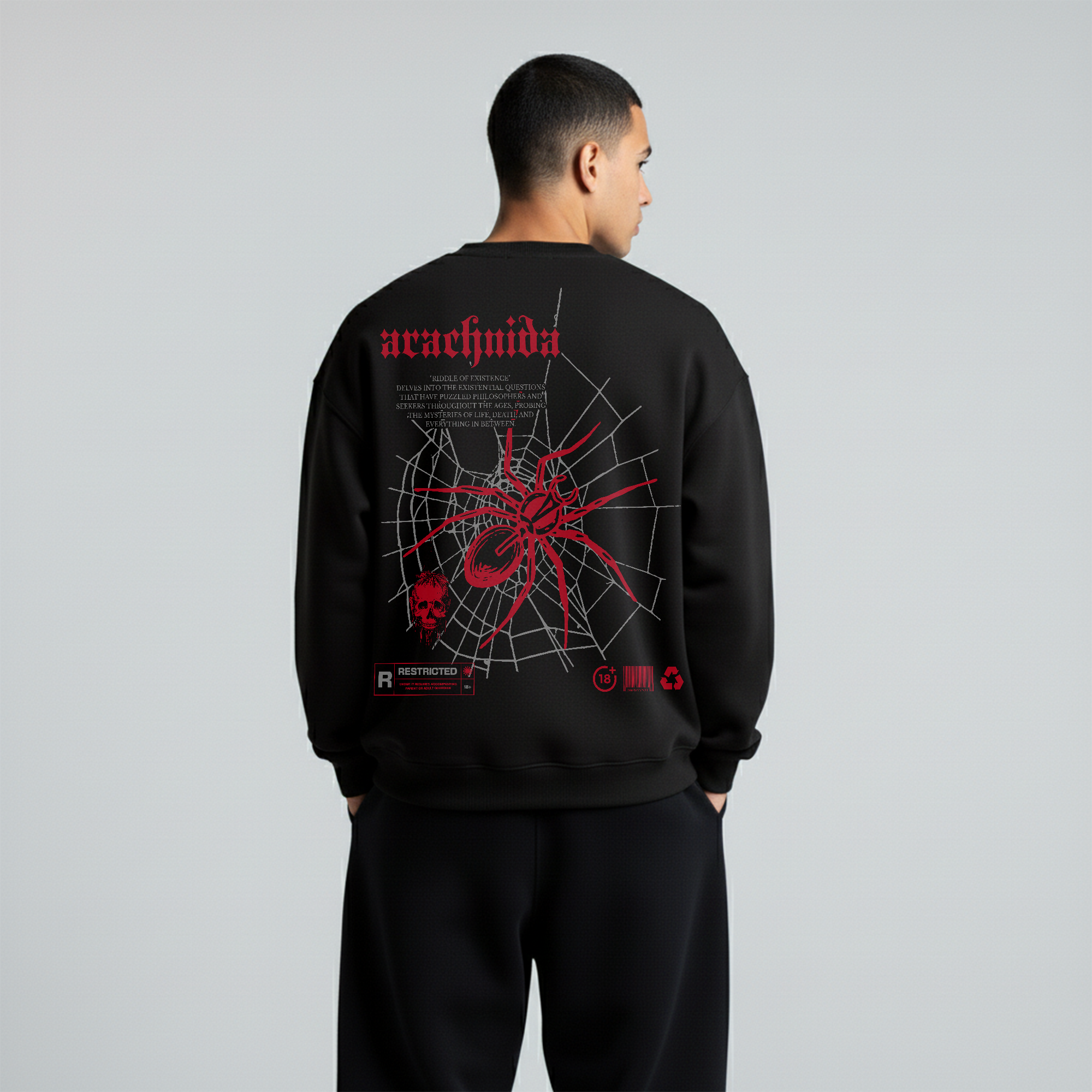 Black Crewneck Unisex Sweatshirt - Arachnida