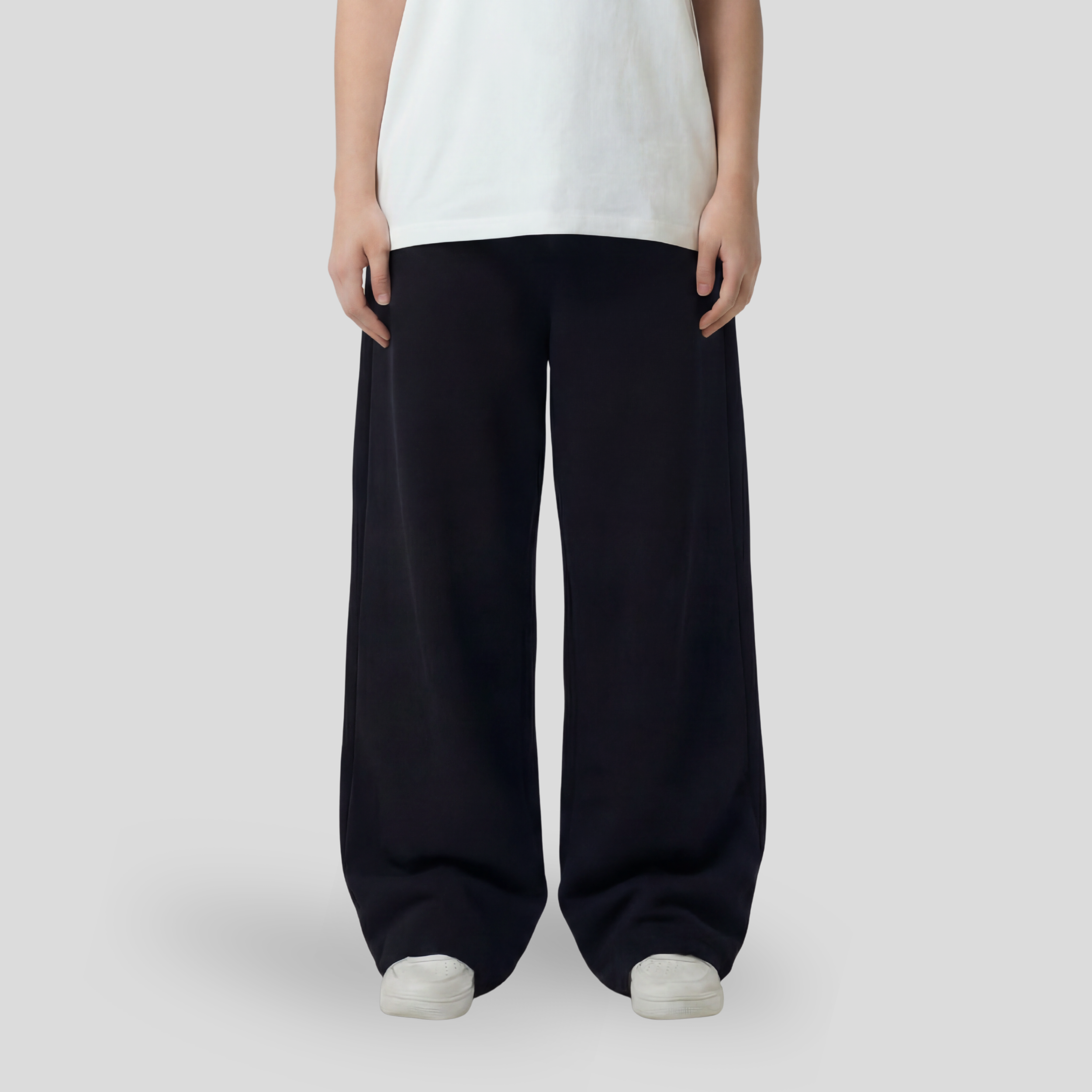 Baggy Unisex Wide Leg Summer Sweatpants - Black
