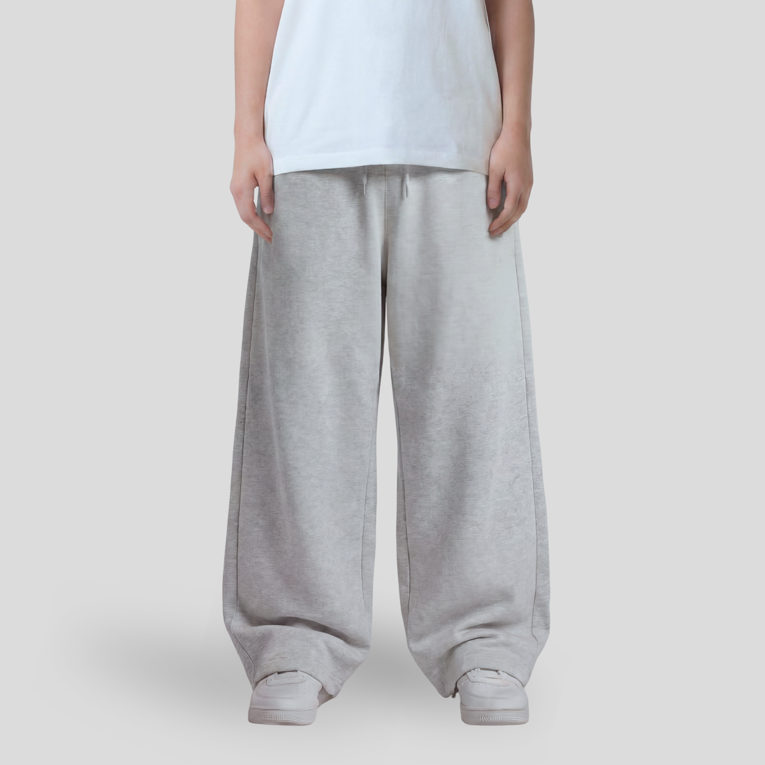 Baggy Unisex Wide Leg Summer Sweatpants - Heather Grey