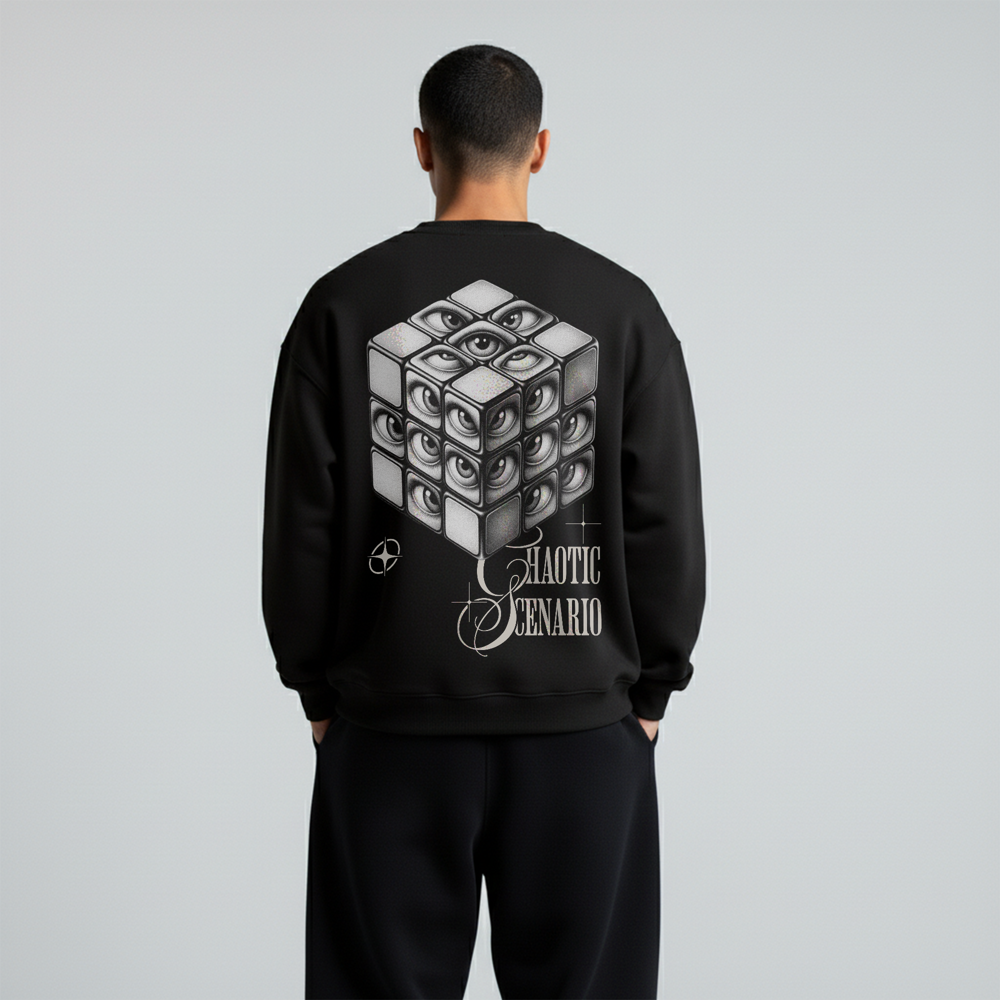 Black Crewneck Unisex Sweatshirt - Chaotic scenario