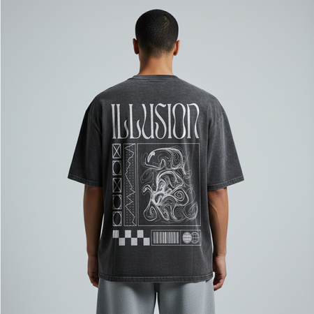 Washed Oversized Unisex T-Shirt - Illusion