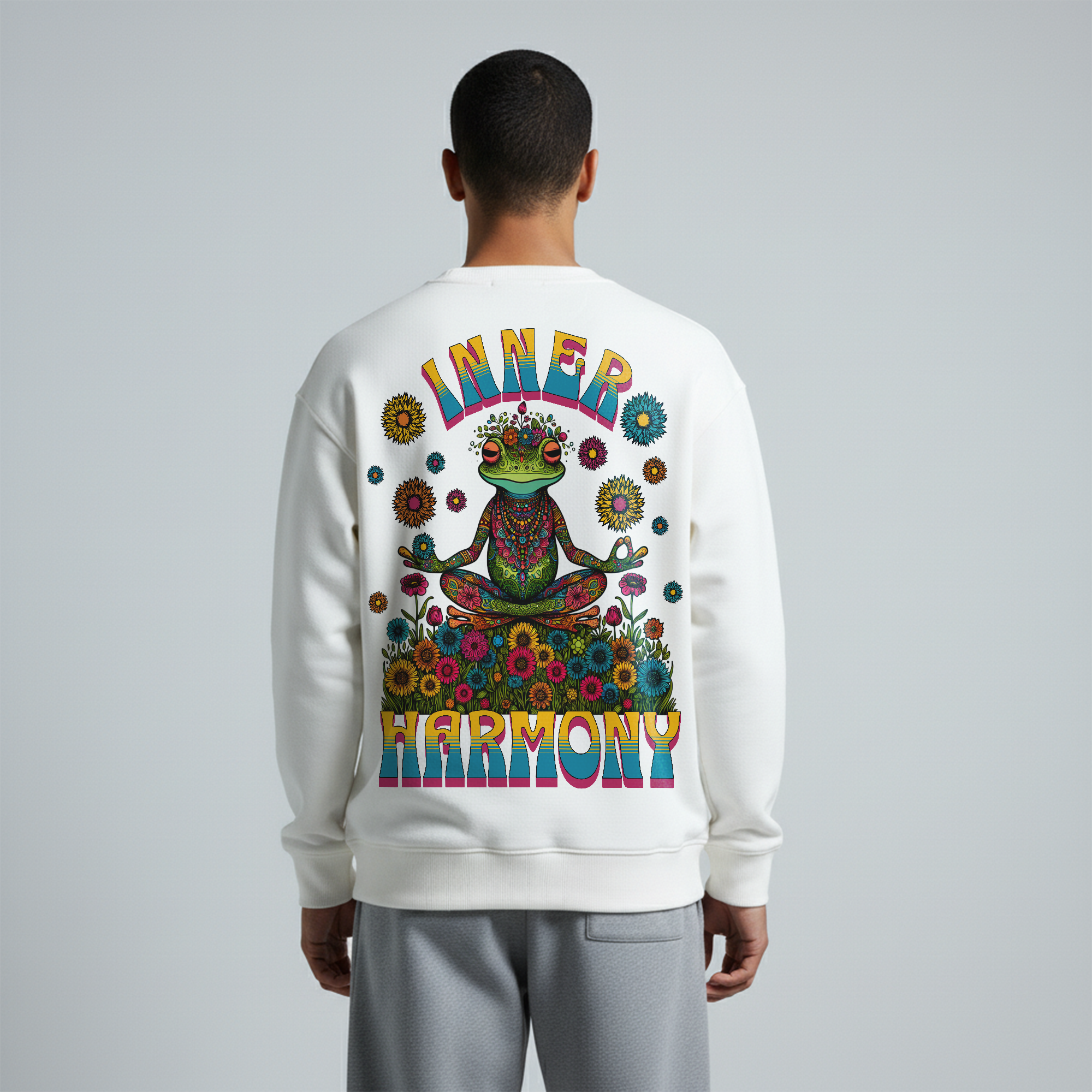 White Crewneck Unisex Sweatshirt - Inner harmony