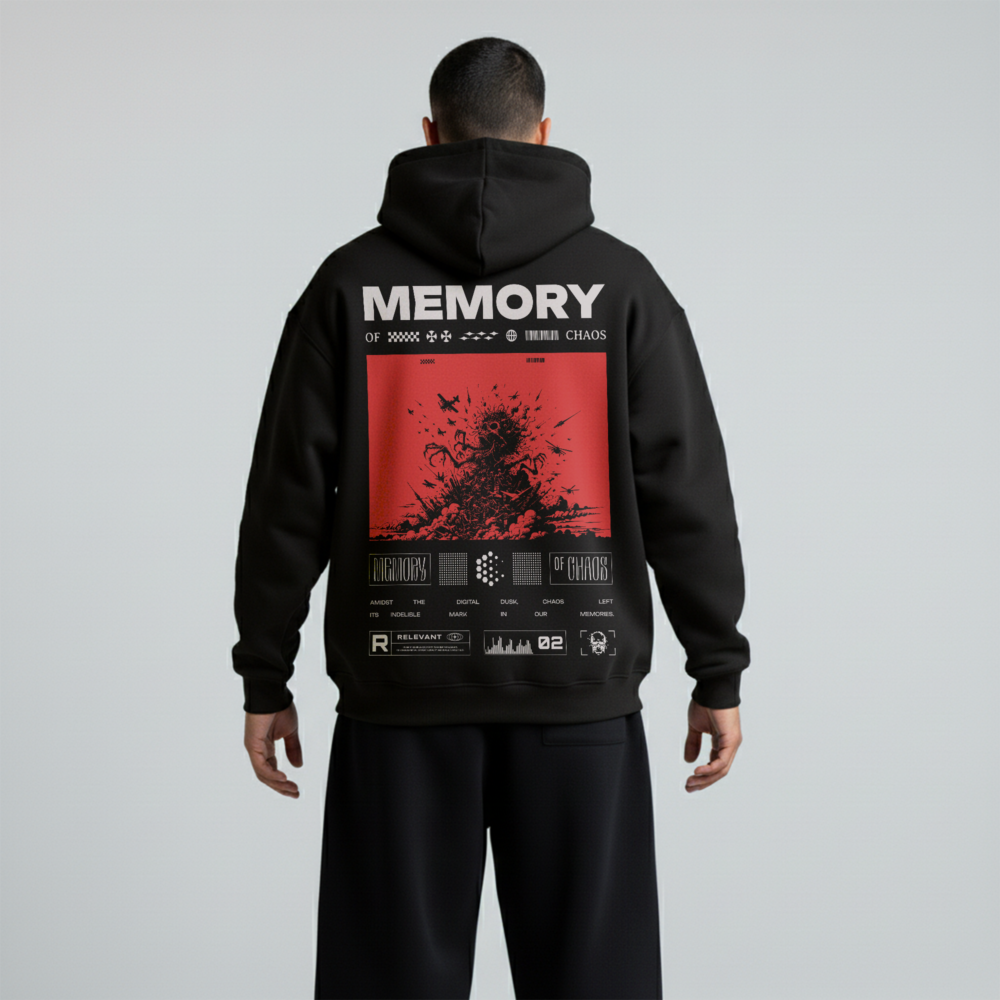 Black Oversized Unisex Hoodie - Memory of chaos