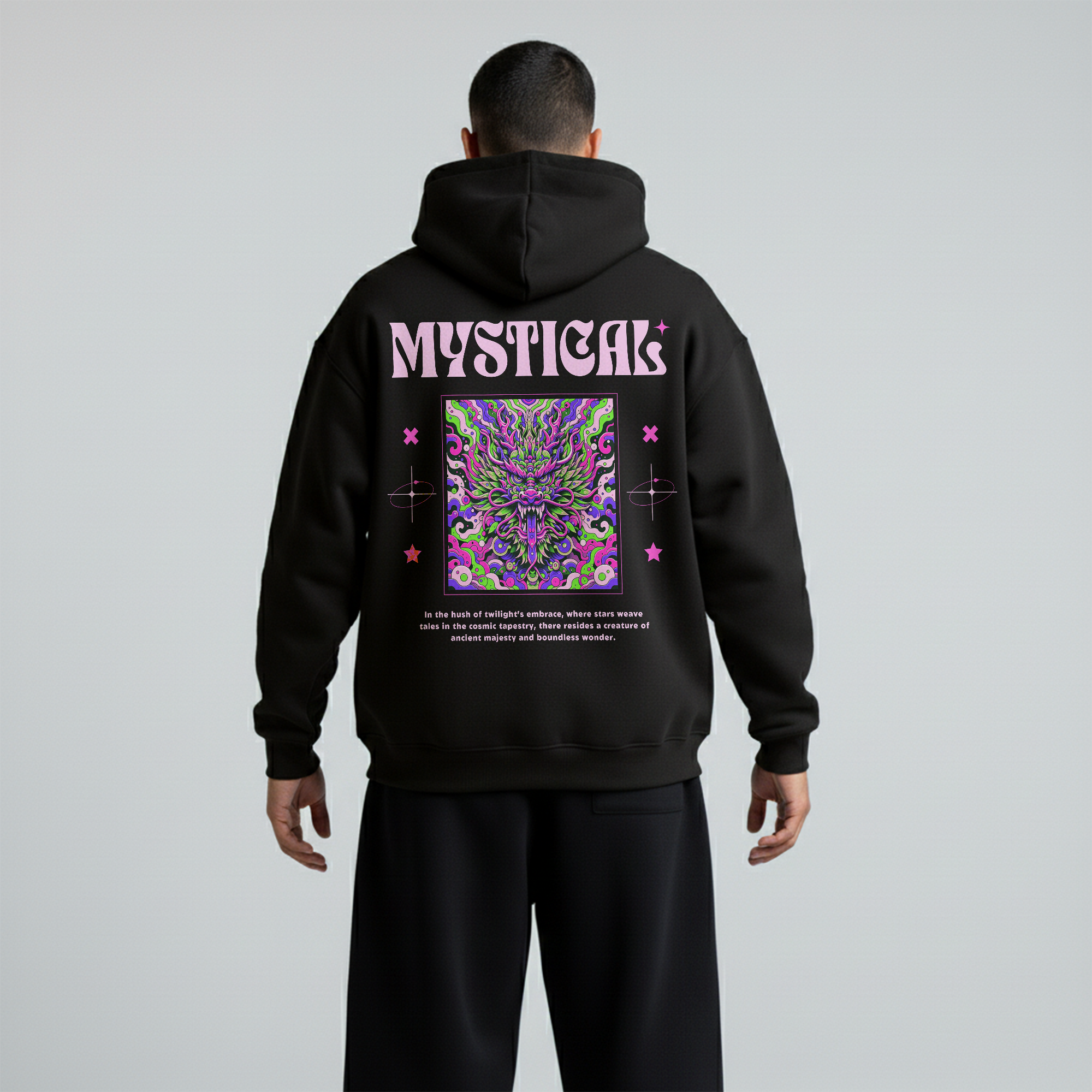 Black Oversized Unisex Hoodie - Mystical