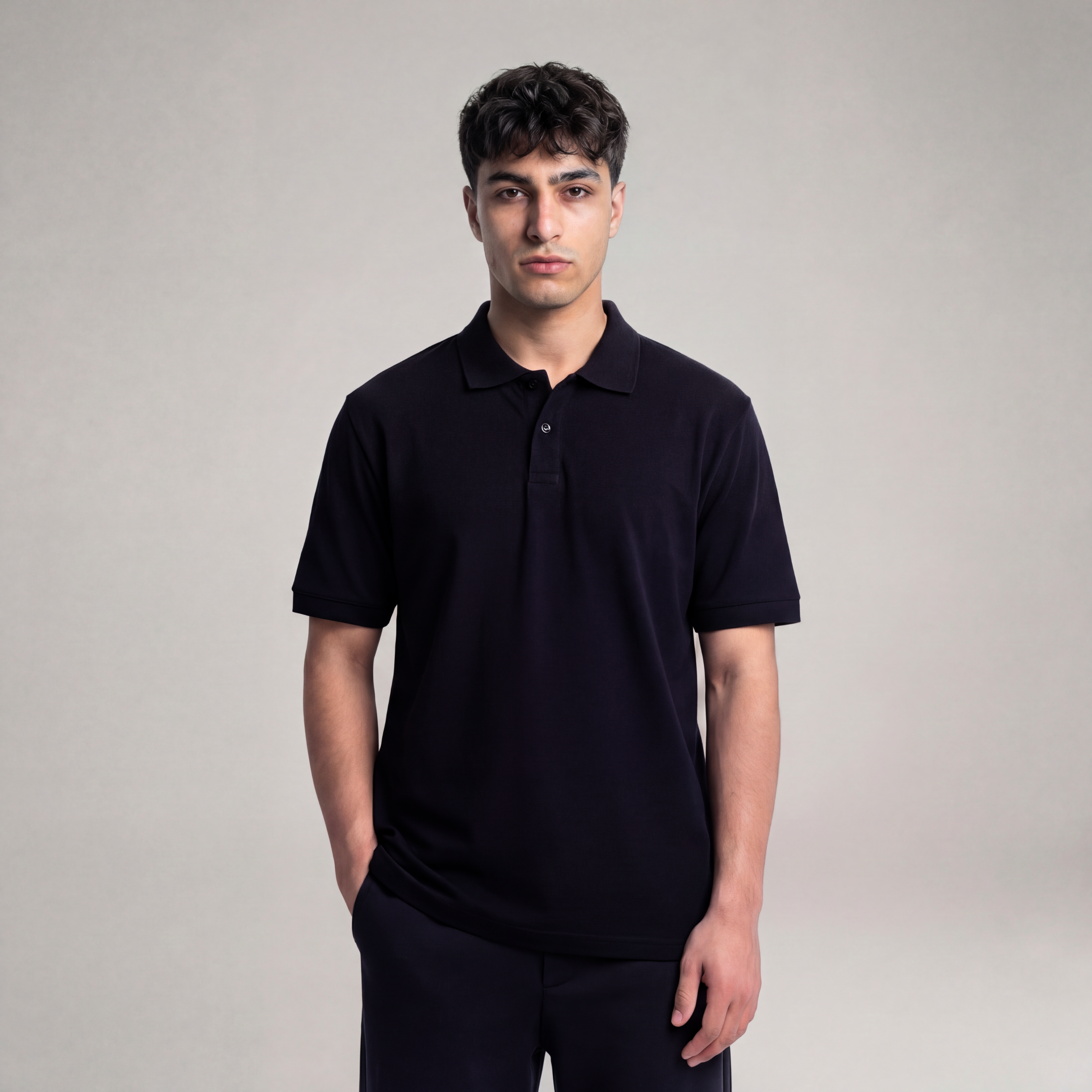 Relaxed Fit Polo T-Shirt - Black