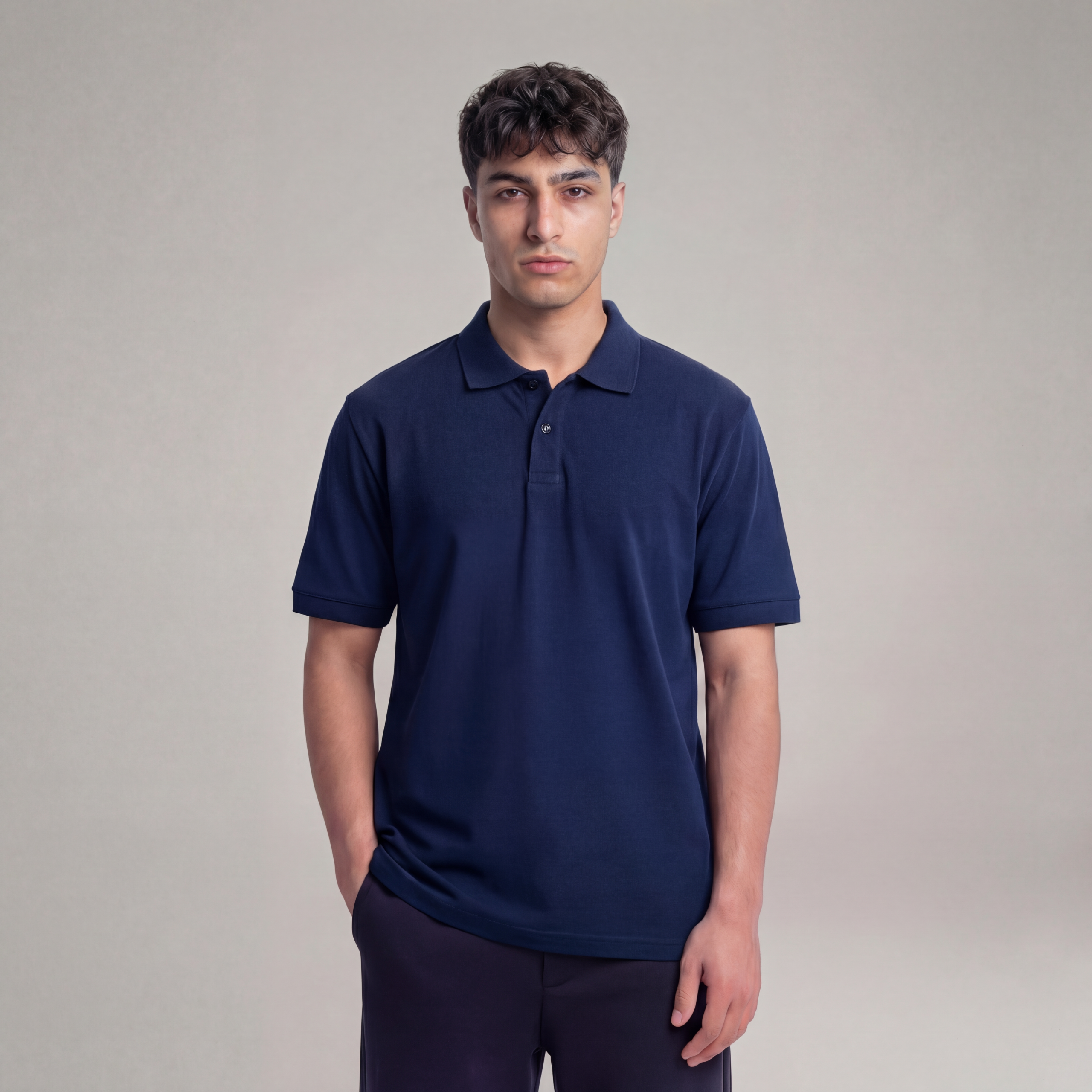 Relaxed Fit Polo T-Shirt - Navy