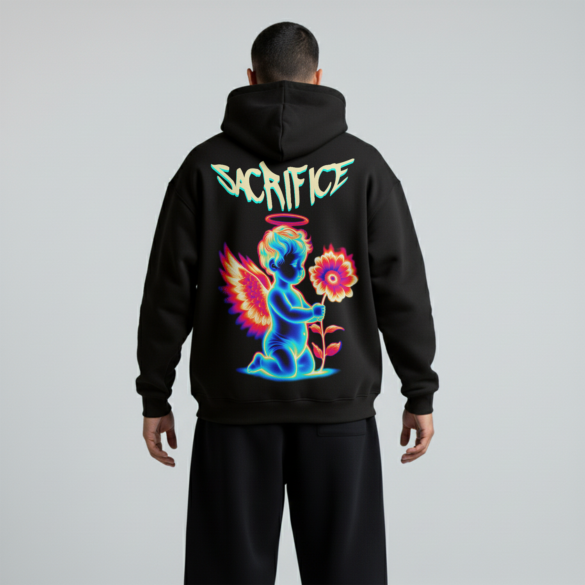 Black Oversized Unisex Hoodie - Sacrifice