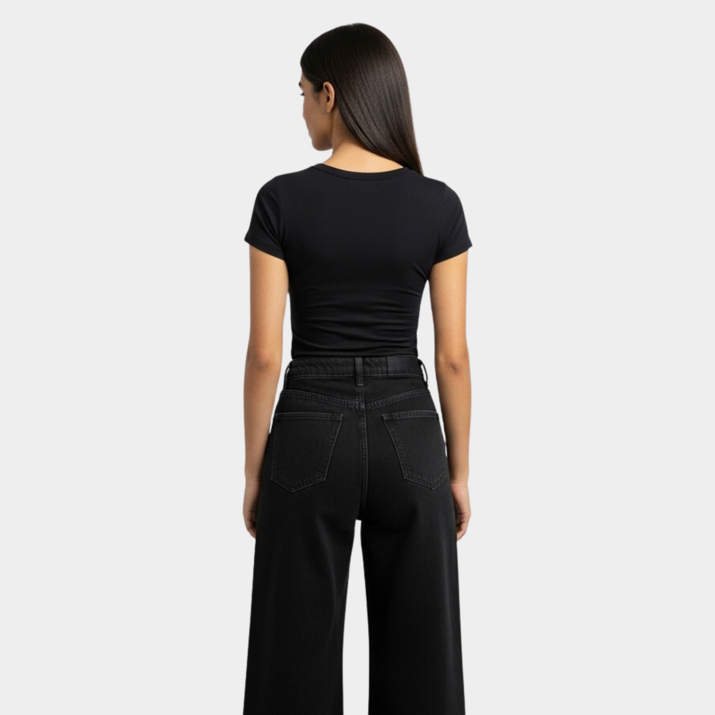 Women Black Short Sleeve Basic Top