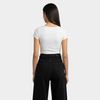 Women White Short Sleeve Basic Top