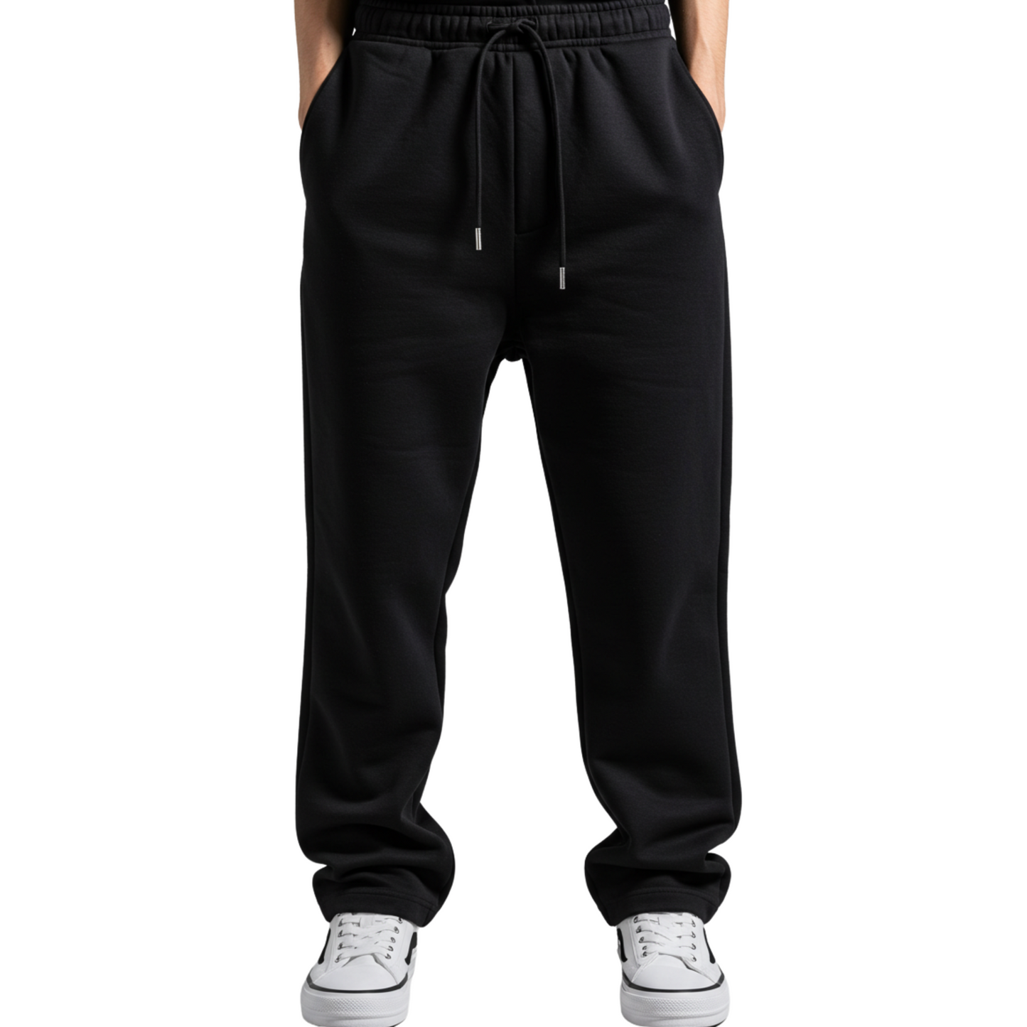 Black Unisex Straight Leg Sweatpants - Basic