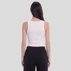 Women Crewneck Ribbed Tank Top - White