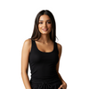 Black U-Shaped Ribbed Tank Top