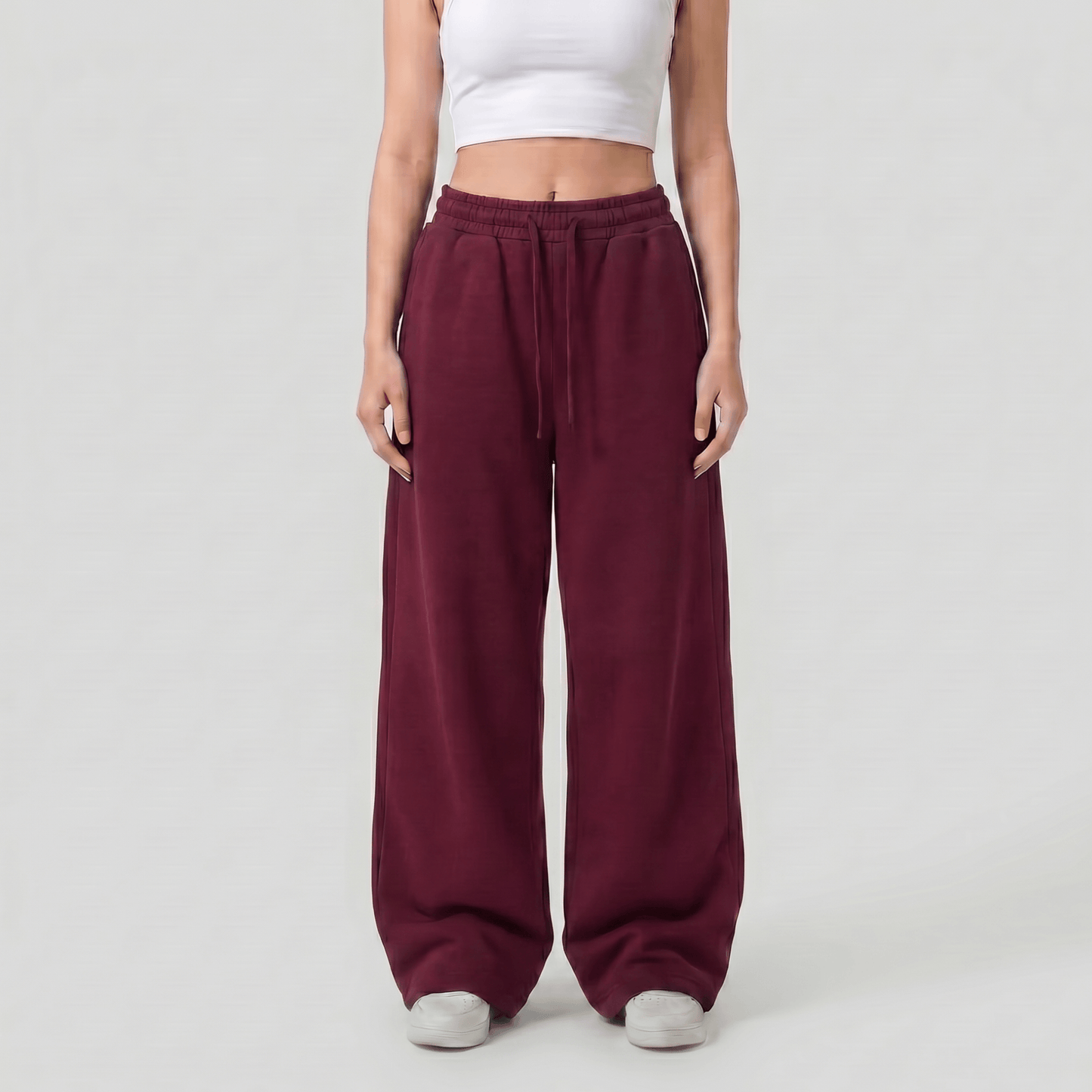 Baggy Unisex Wide Leg Summer Sweatpants - Burgundy