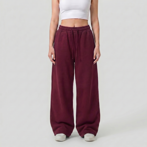 Baggy Unisex Wide Leg Summer Sweatpants - Burgundy