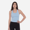 Women Wide Neck Ribbed Tank Top - Baby Blue