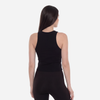 Women Wide Neck Ribbed Tank Top - Black