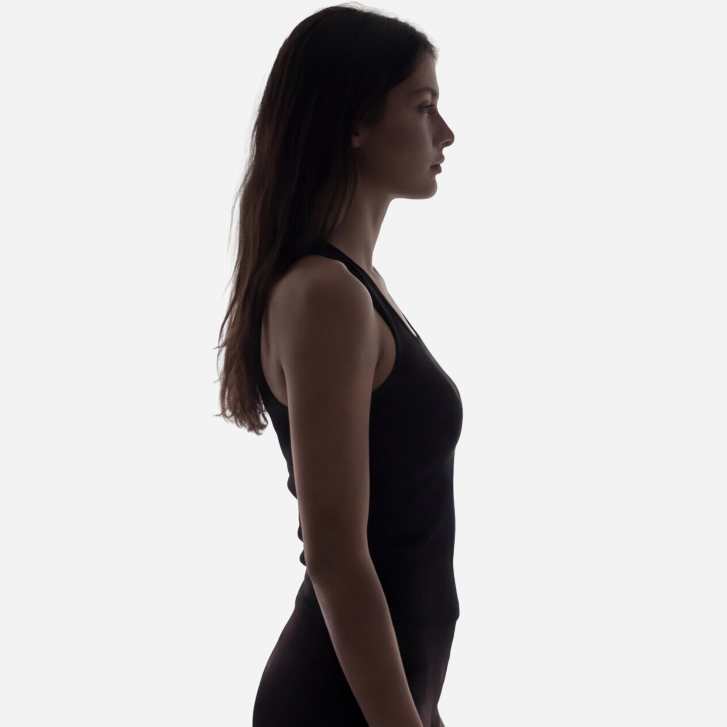 Women Wide Neck Ribbed Tank Top - Black