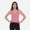Women Wide Neck Ribbed Tank Top - Pink