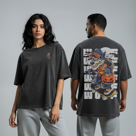 Washed Oversized Unisex T-Shirt - Wolf