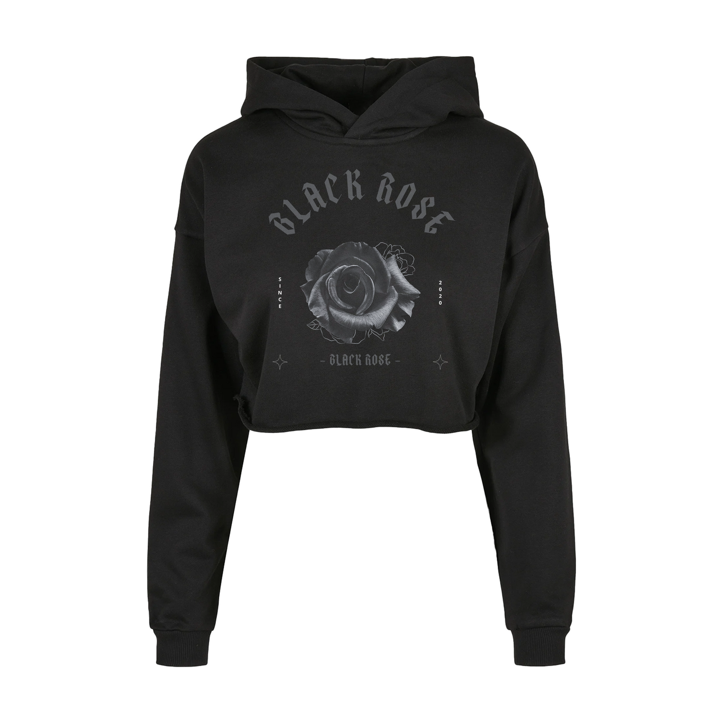 Cropped Oversized Hoodie – Black Rose