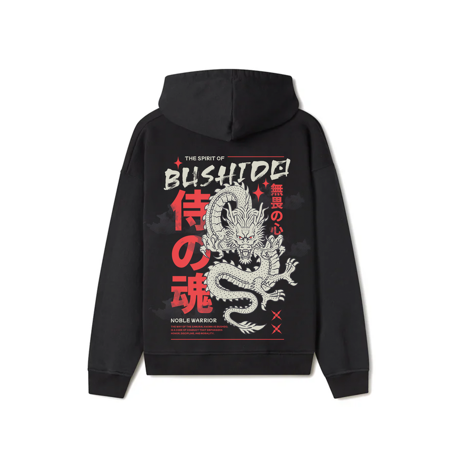 Black Oversized Hoodie - Bushido Dragon